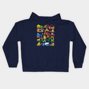 Kids Excavator and Construction Vehicle Design Kids Hoodie